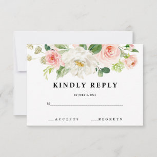 Blush Floral Wedding RSVP Cards