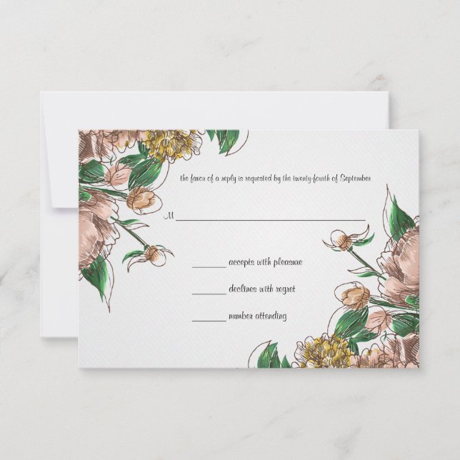 Blush Floral Wedding RSVP Response Card (Front)