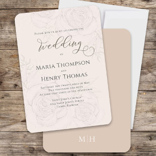 Blush Floral Wedding Script Elegant Invitation