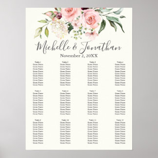 Blush Floral Wedding Seating Chart – Table Plan