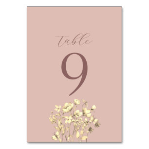 Blush Floral Wedding Table Number