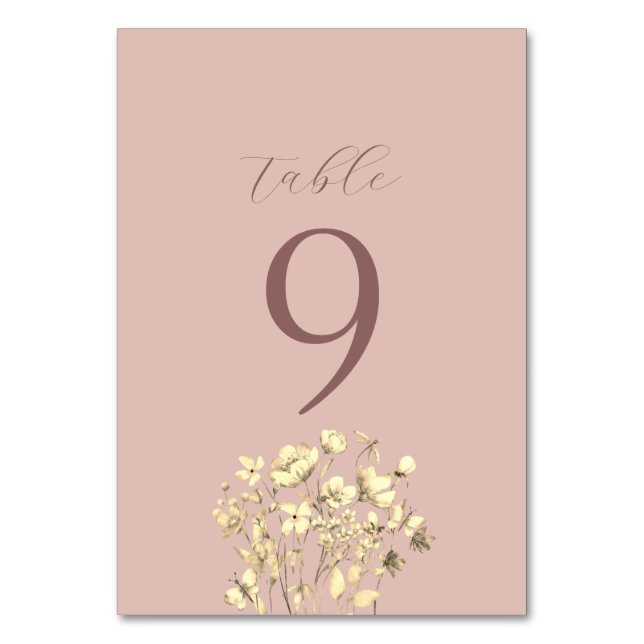 Blush Floral Wedding Table Number (Front)