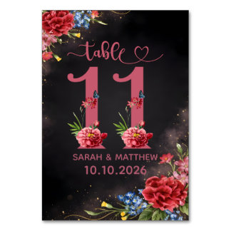 Blush Floral Wedding Table Number Card