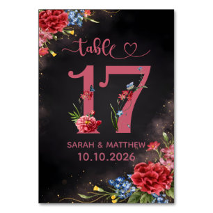 Blush Floral Wedding Table Number Card