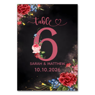Blush Floral Wedding Table Number Card