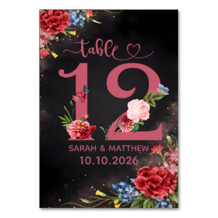 Blush Floral Wedding Table Number Card