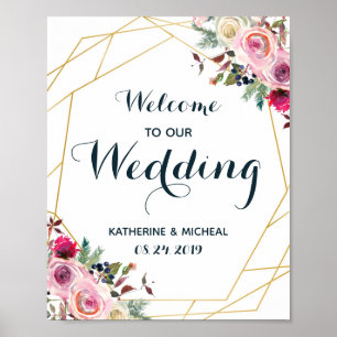 Blush Floral Wedding Welcome Sign