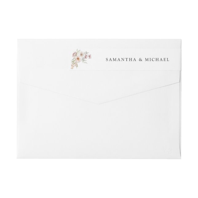 Blush Floral Wedding Wraparound Address Label (Back)