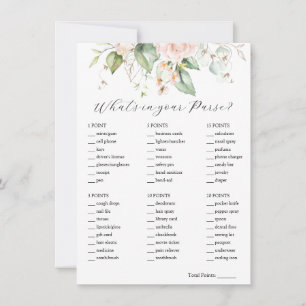 Blush Floral What's in Your Purse Bridal Game Card