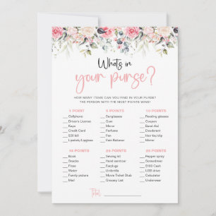 Blush Floral What's In Your Purse Game Card
