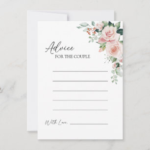 Blush Floral White Wedding Advice Card
