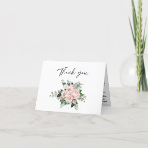 Blush Floral White Wedding Folded Thank You Card