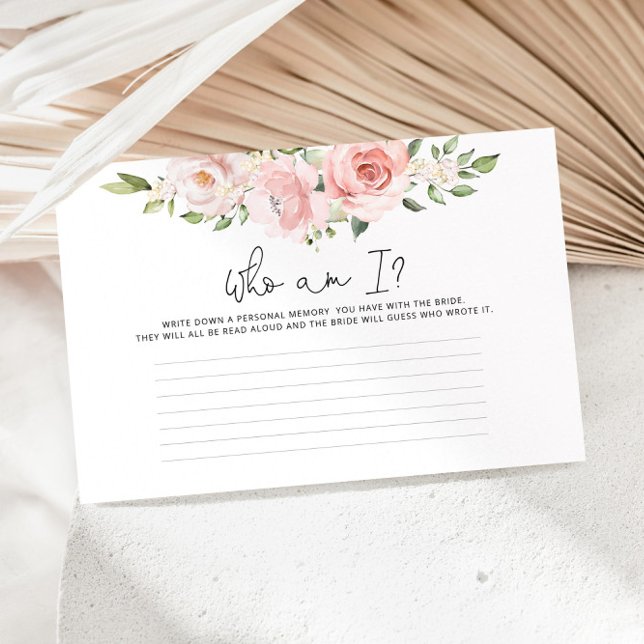 Blush floral Who am I bridal shower game Stationery (Creator Uploaded)