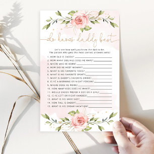 Blush floral Who knows daddy best baby shower game