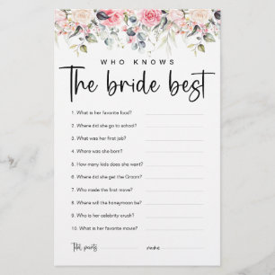 Blush Floral   Who Knows The Bride Best Game