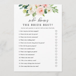 Blush Floral Who Knows The Bride Game Printable Invitation