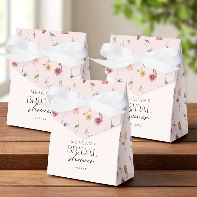 Blush Floral Wildflower Bridal Shower Gift Favour Box (Creator Uploaded)