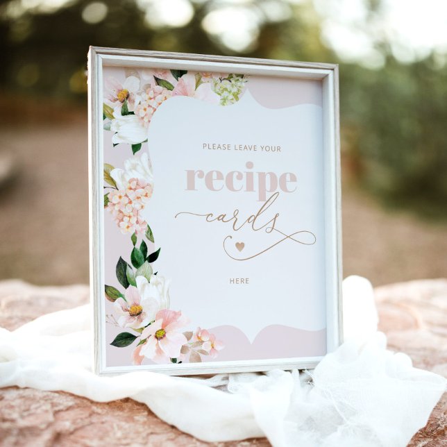 Blush floral wildflower leave your recipe card poster (Creator Uploaded)