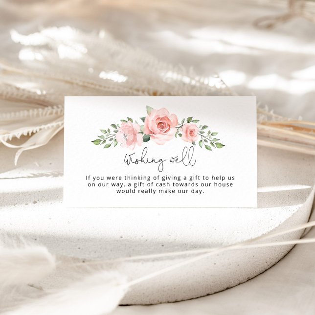 Blush floral wishing well bridal shower enclosure card (Creator Uploaded)