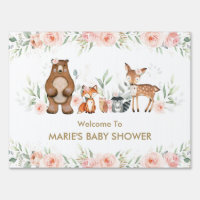 Blush Floral Woodland Animal Baby Shower Welcome