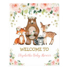 Blush Floral Woodland Baby Shower Birthday Welcome