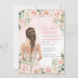 Blush Floral Wreath Bridal Shower Invitation 