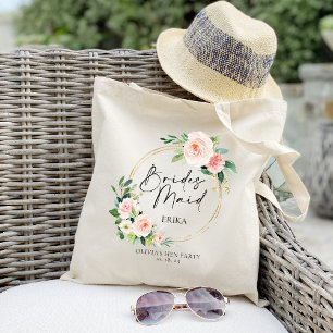 Blush Floral Wreath Bridesmaid Personalised Tote Bag
