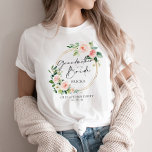 Blush Floral Wreath Grandmother Of The Bride T-Shirt<br><div class="desc">Looking for the perfect bridal party t-shirt collection? Look no further than our beautiful blush floral wreath collection. Featuring chic calligraphy font writing that reads "Grandmother Of The Bride" with the bridesmaids' names personalised on each shirt. Our collection is perfect for your bridesmaids' hen party, with space for the date...</div>