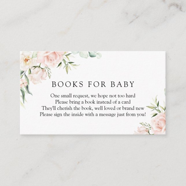 Blush Florals and Greenery Books for Baby Enclosur Enclosure Card (Front)