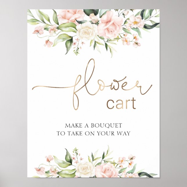 Blush Florals and Greenery Flower Cart Sign (Front)