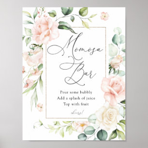 Blush Florals and Greenery Momosa Bar Sign