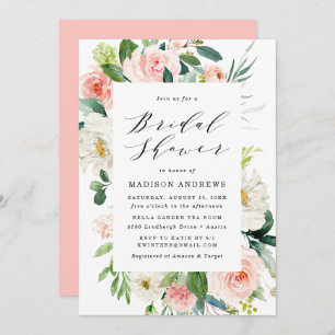 Blush Florals   Floral Frame Bridal Shower Invitation