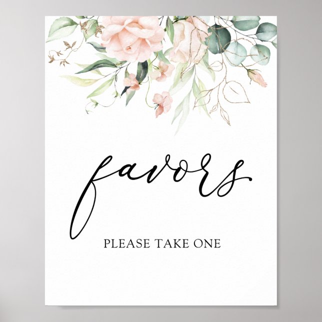 Blush Florals Greenery Favours Sign (Front)
