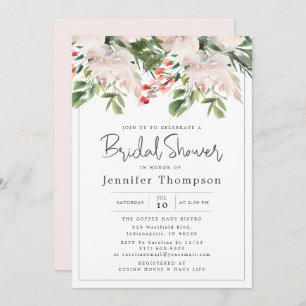 Blush Florals & Greenery Watercolor Bridal Shower Invitation