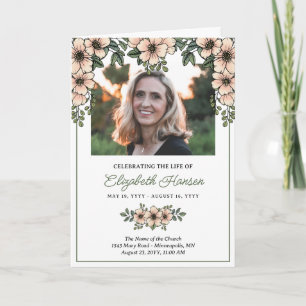 Blush Florals Photo Celebration of Life Funeral Programme