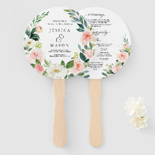 Blush Florals Round Wedding Program Fan