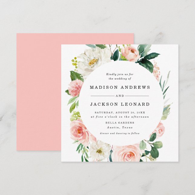 Blush Florals | Wedding Invitation (Front/Back)