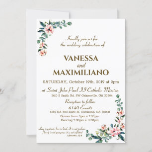 Blush Florals Wedding Invitation English Version