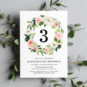 Blush Florals Wreath Birthday Party Invitation