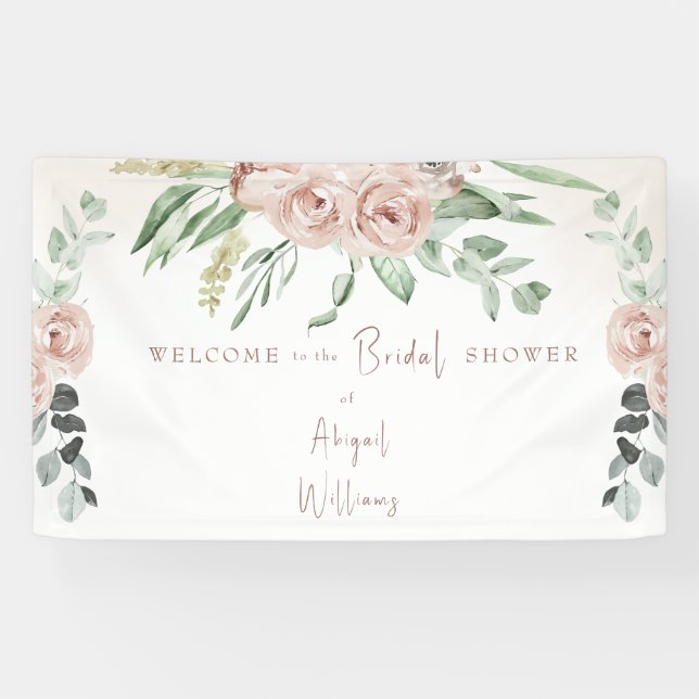 Blush Flower  Bridal Shower Welcome Sign Banner (Horizontal)