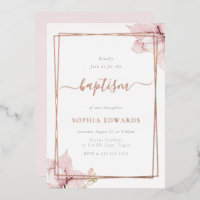 Blush Flower Petal Elegant Girls Baptism Rose Gold
