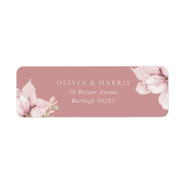 Blush Flower Petals Wedding Return Address (Front)