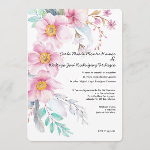 Blush Flower Spanish Wedding Invitation