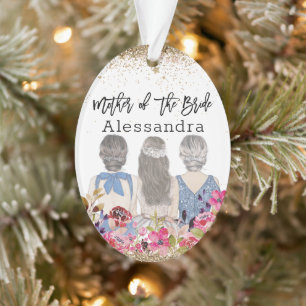 Blush Flowers Gold Glitters Mother of the Bride Ornament