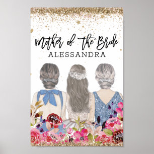 Blush Flowers Gold Glitters Mother of the Bride Poster