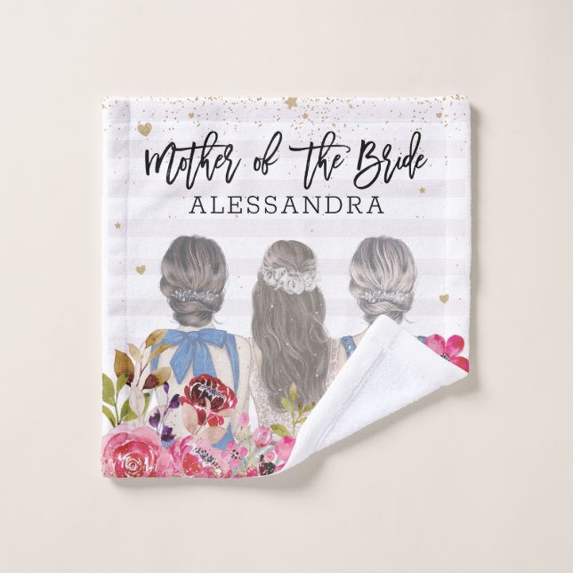 Blush Flowers Gold Glitters Mother of the Bride  Wash Cloth (Wash Cloth)