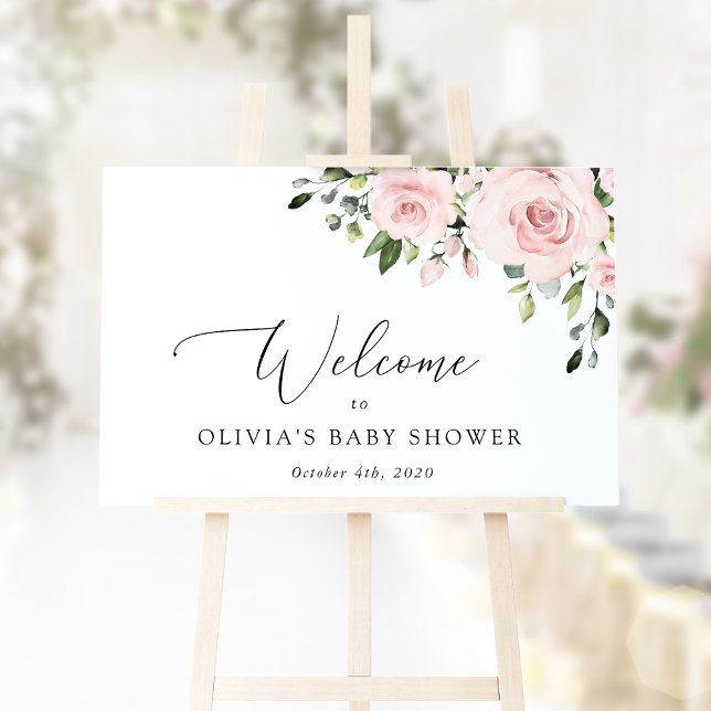 Blush Flowers, Pink Flowers, Baby Shower Welcome Poster (Creator Uploaded)