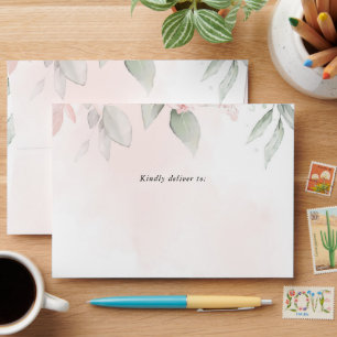 Blush Flowers, Pink Flowers, Boho, Baby Shower Envelope