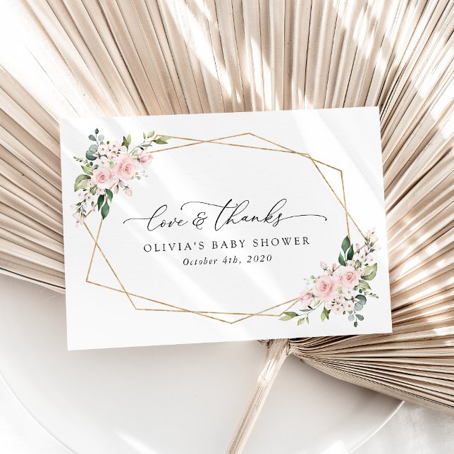 Blush Flowers, Pink Flowers, Boho, Baby Shower Thank You Card (Creator Uploaded)