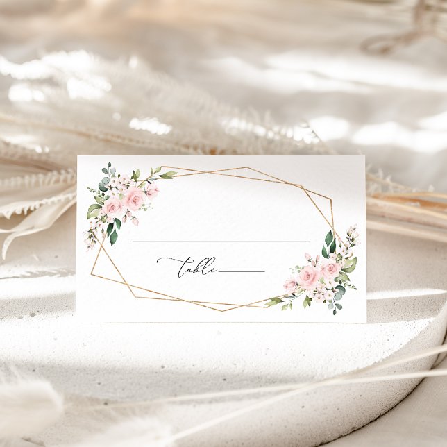 Blush Flowers, Pink Flowers, Boho, Bridal Shower Place Card (Creator Uploaded)